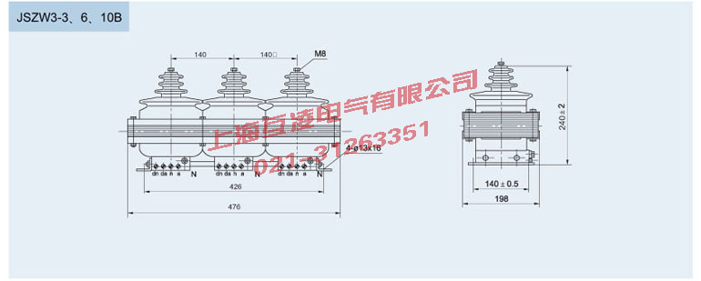 JSZW3-6B電(dian)壓互感器(qi)結構尺寸