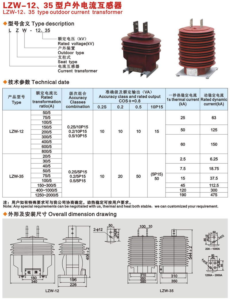 LZW2-35電(dian)流互感器(qi)外形安(an)裝(zhuang)尺寸圖