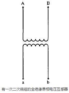 有(yǒu)一(yi)次二次繞組的(de)全絕緣單(dan)相電(dian)壓互感器(qi)圖
